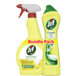 Jif Multipurpose Cream Surface Cleaning Spray Lemon Scent (500g) and Ultra Hygiene Surface Cleaning Cream Eucalyptus Scent (500g)