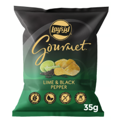 Lay's Gourmet Lime & Black Pepper Potato Chips - GMO free  gluten free  artificial colors free