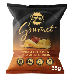 Lay's Gourmet Vintage Cheddar & Caramelized Onion Potato Chips - GMO free  gluten free  artificial colors free