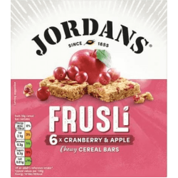 Jordans Frusli Wholegrain Oats Cereal Bars with Cranberries & Apples (6 Pieces) - artificial flavors free  artificial preservatives free  artificial colors free