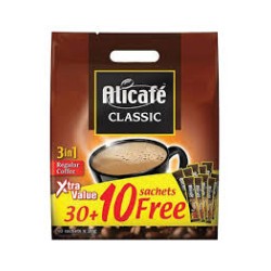 Alicafe 3in1 Classic Regular Instant Coffee Sachets ( 30+10 Free)