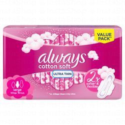 Always Cotton Soft Large Ultra Thin Pads with Wings