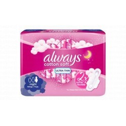 Always Cotton Soft Ultra Thin Night Pads with Wings