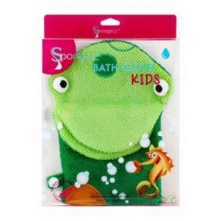 Sponge by SPC Kids Hypoallergenic Green Bath Glove for Sensitive Skin - vegan  animal testing free