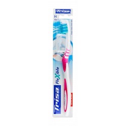 Trisa Flexible Pink Hard Toothbrush with Cap