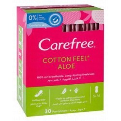 Carefree Small to Medium Cotton Pantyliners with Aloe & Cotton Extracts - dyes free  chlorine bleaching free