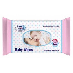 Cool & Cool Ultra Soft & Gentle Baby Wipes with Chamomile Extract & Aloe Vera Gel (64+8 Free)