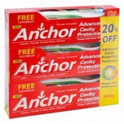 Anchor Advanced Cavity Protection Fluoride Toothpaste with Free Toothbrush (20% Off)