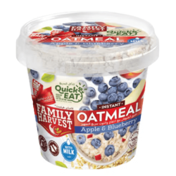 Family Harvest Instant Oatmeal with Milk  Apple & Blueberry - GMO free