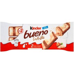 Kinder Bueno White Chocolate Coated Bars Filled with Hazelnut Cream (2 Pieces)