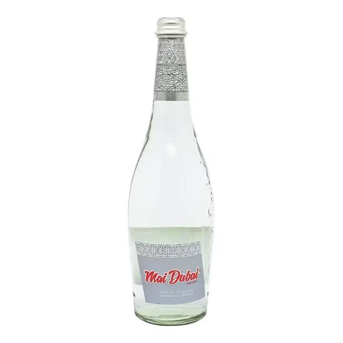 Mai Dubai Silver Sparkling Mineral Water Glass Bottle 750ml b2b supermarket